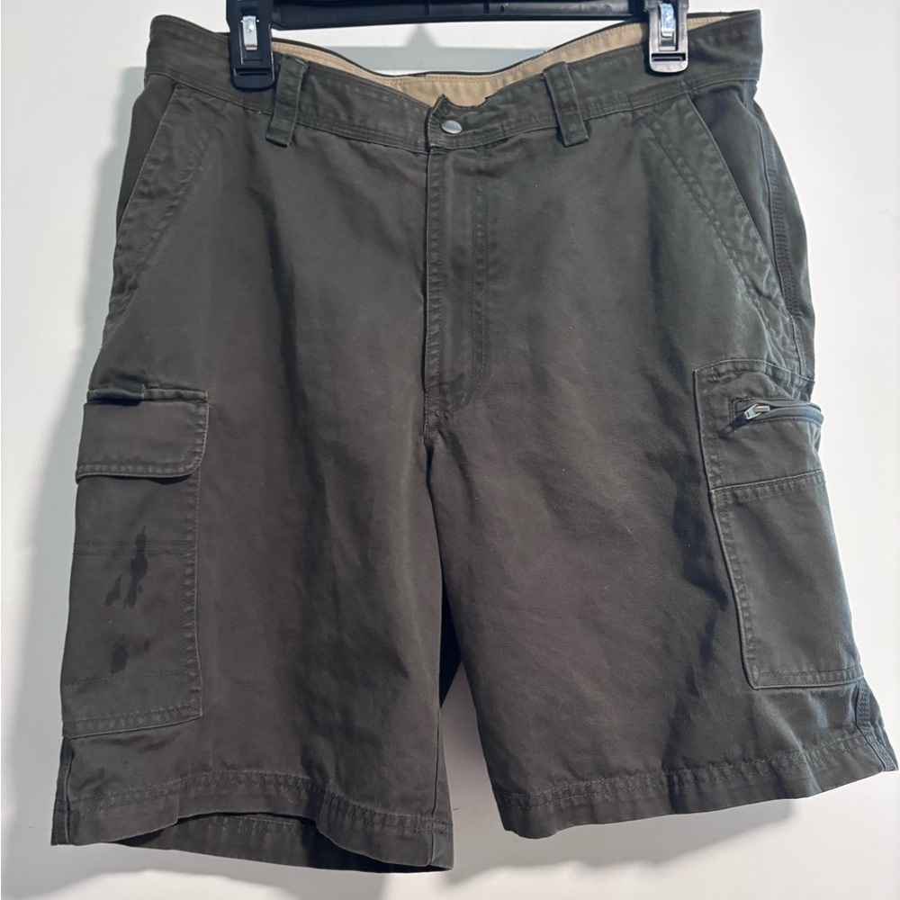 Men’s Dark Green Weatherproof Cargo Shorts Sz 34 Pre-owned No Flaws